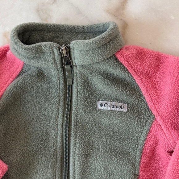 Columbia Baby Girls' Benton Springs Fleece Zip Jacket in Pink Green 6-12 Months - Picture 3 of 12